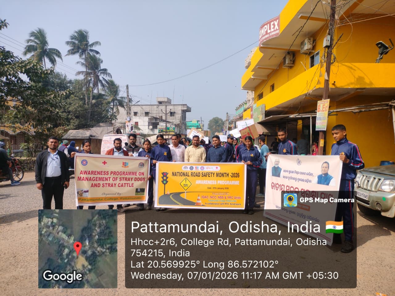 Observation of National Road Safety Month organised by YRC, NCC and NSS units of Pattamundai College in association with RTO Kendrapara-2025