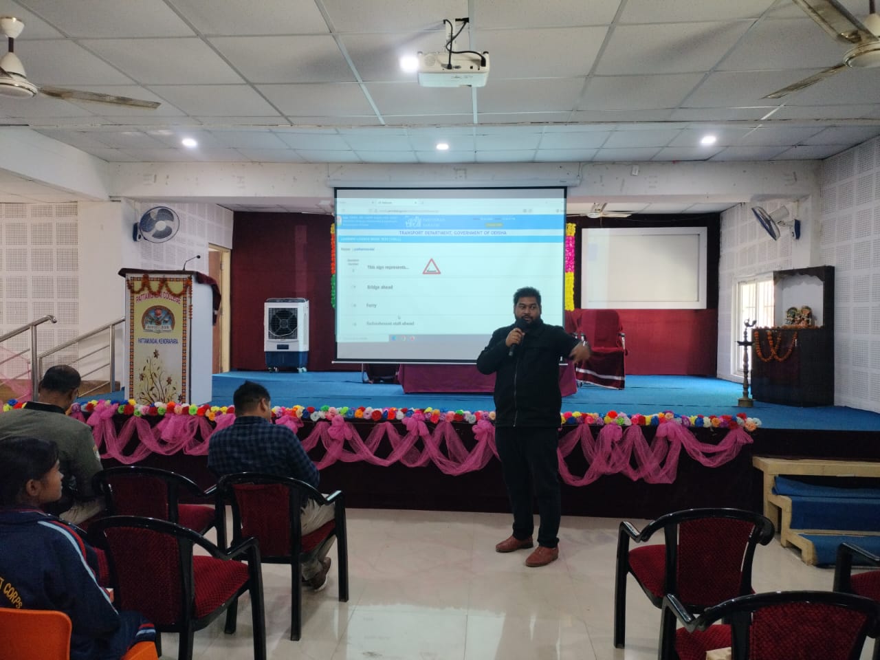 Observation of National Road Safety Month organised by YRC, NCC and NSS units of Pattamundai College in association with RTO Kendrapara-2025